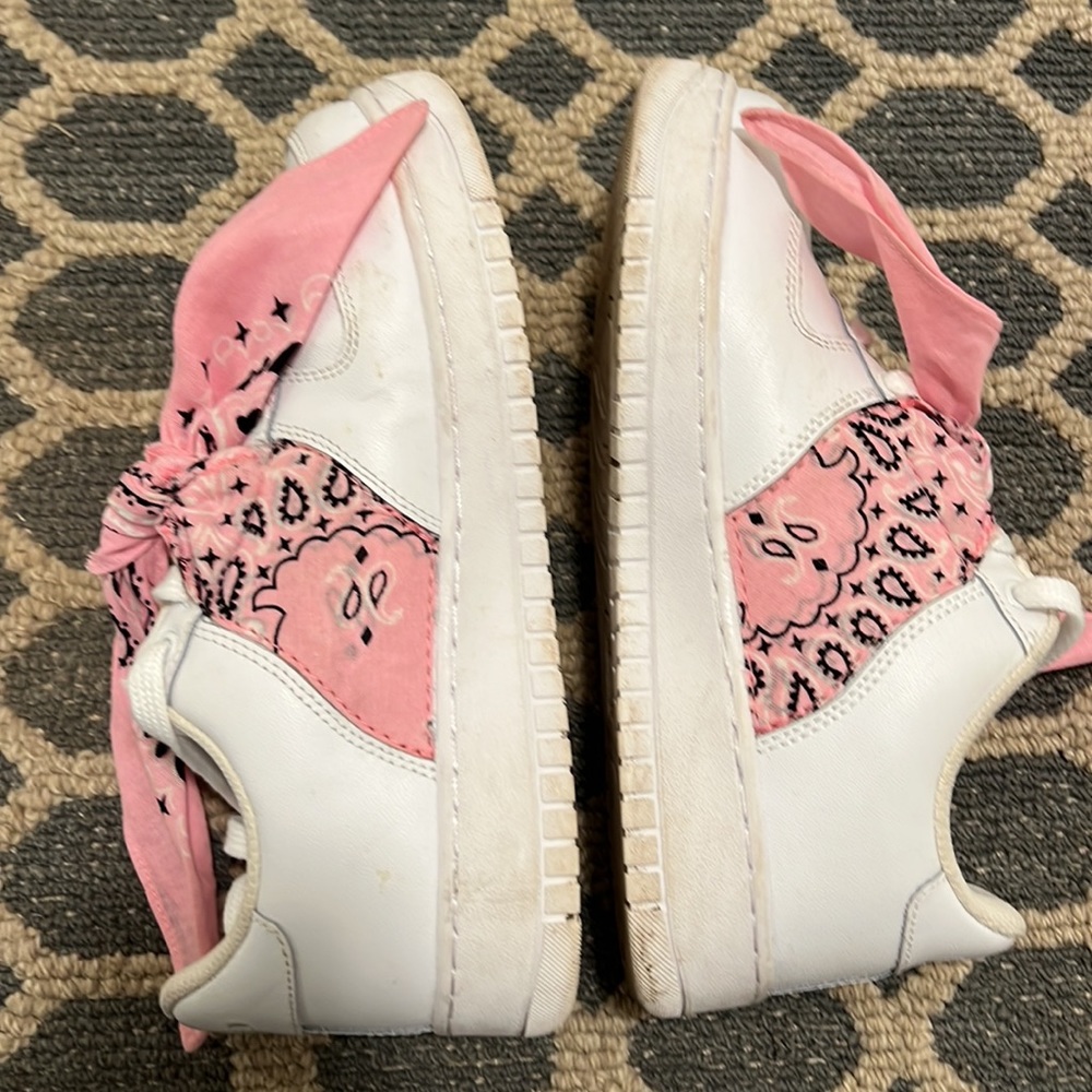 Nike Air Force Style Shoes with Pink Bandana - Size 7